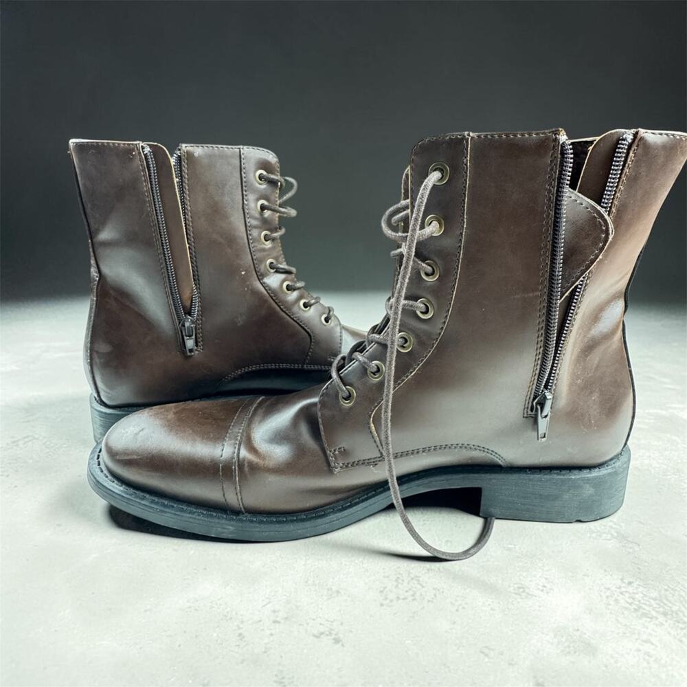 Unlisted by Kenneth Cole Brown Lace Up Zip Boots Mens 11 New
